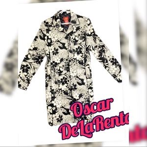 Oscar De La Renta Floral Fitted Trench
